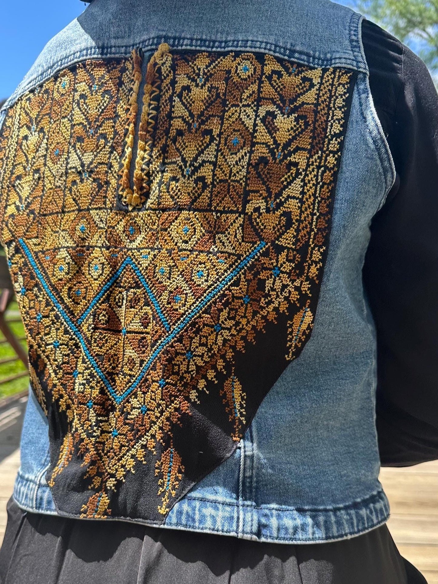 Tatreez Denim Vest