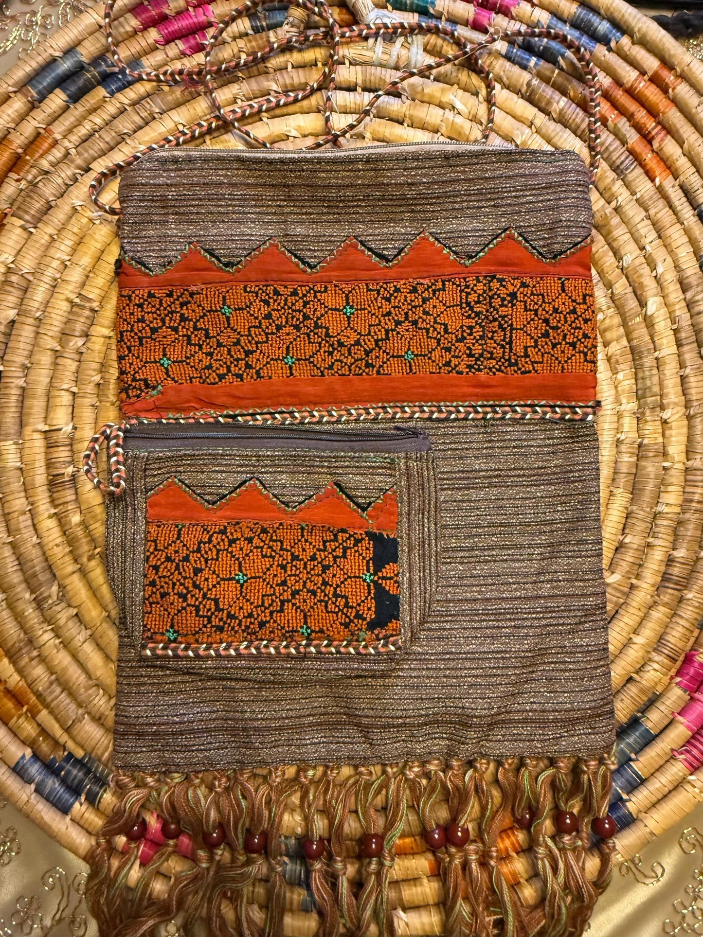 Shoulder Purse . Tatreez 2-Piece Collection – Purse & Matching Wallet