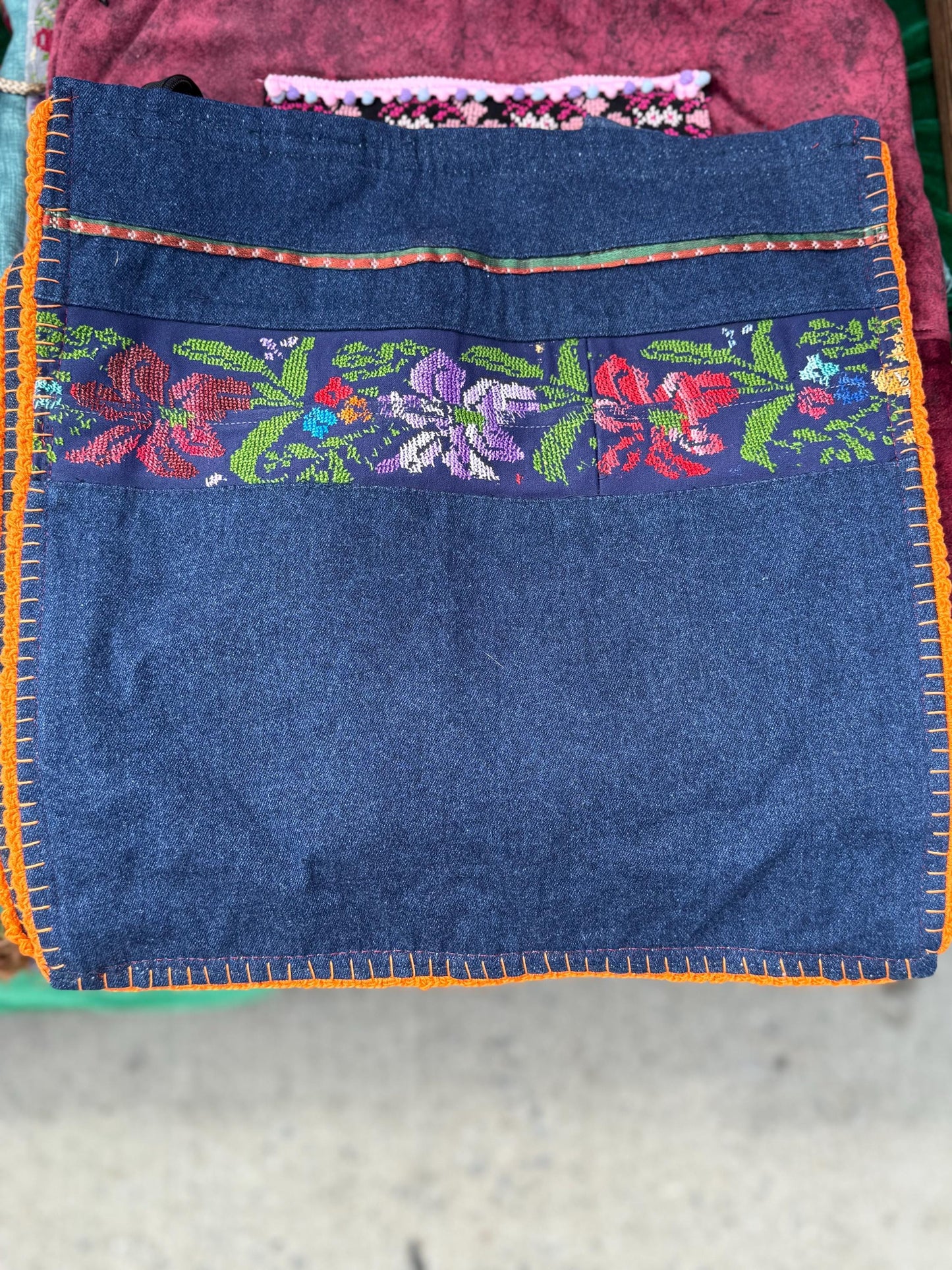 Handmade Tatreez on Denim Handbag