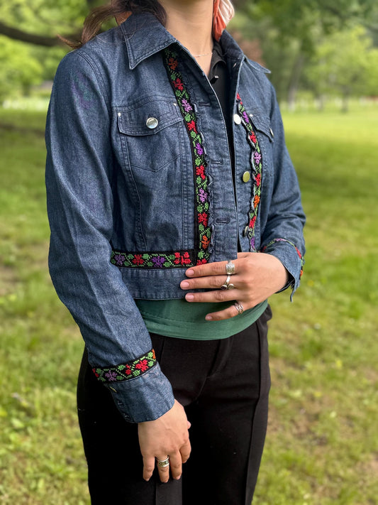 Light Tatreez Denim Jacket
