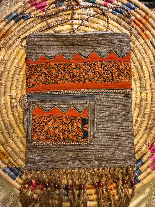 Shoulder Purse . Tatreez 2-Piece Collection – Purse & Matching Wallet