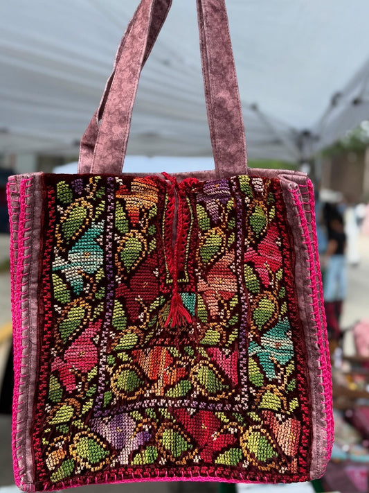 Handmade Tatreez on Velvet Handbag